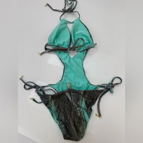 Bellissima Swimwear Monte Carlo Aqua and Black Monokini - Picture 10 of 12